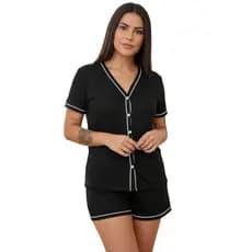 Pijama Baby Doll Amamentação Americano Cirurgico com botoes em Malha