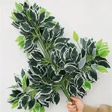 24 Galhos Folha  Ficus Artificial Decoração Folhagem Festa e Ambientes