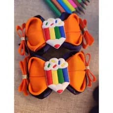 parzinho de laço escolar/ laço escolar azul com laranja / laço verde com branco/