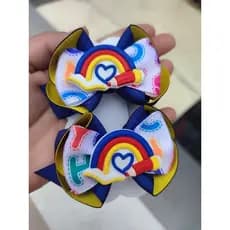 parzinho de laço / laço escolar/ laço rosa/ laço azul com amarelo/ laço infantil