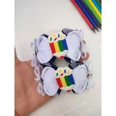 laço escolar/ material escolar/ caderno/ laço azul com branco/laço azul marinho com branco