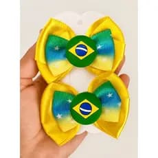 parzinho de laço da copa/ laço verde e amarelo/ laço infantil/ laço