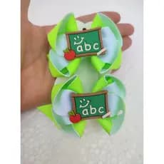 laço escolar/ laço verde com branco/ laço infantil