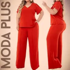 Conjunto Feminino Plus Size Calça e Blusa Alfaiataria Elegante Premium
