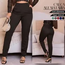 Calça Social Feminina Alfaiataria  Elegante Casual Versátil Zíper Bolso Estilosa Moderna