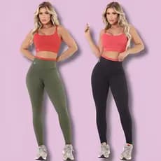 Kit 2 Conjuntos Moda Fitness Feminino Legging E Top Alcinha