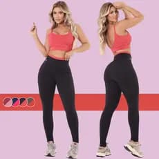 Conjunto Feminino Calça Legging + Top Decote V Moda Academia Fitness Zero Transparência