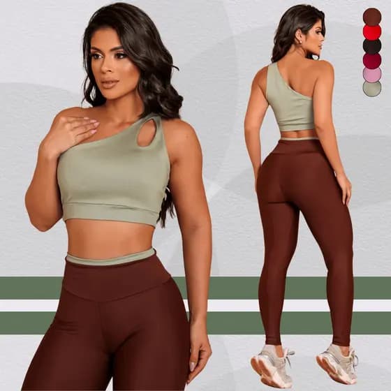 Conjunto Academia Feminino Zero Transparência Legging Top Nula Manga Suplex Alta Compressão Premium