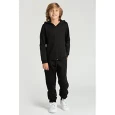 Conjunto Infantil Preto de Moletom com Zíper