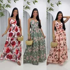 Vestido Longo Feminino Com Regulagem com Bojo e Forro, Variados super confortáveis e leves qualidade e durabilidade