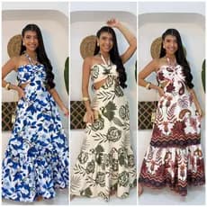 Vestido Longo Feminino Com Forro e Bojo, Lastex Versáteis Estampado 4 Formas de Usar e leves qualidade e durabilidade