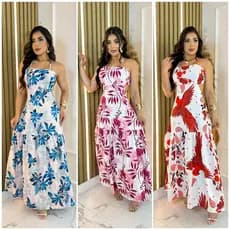 Vestido Longo Feminino Com Forro e Bojo e Regulagem, Versáteis super confortáveis e leves qualidade e durabilidade