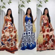 Vestidos Longo Com FORO e BOJO, Feminino Estampado Decote Variados super confortáveis e leves qualidade e durabilidade