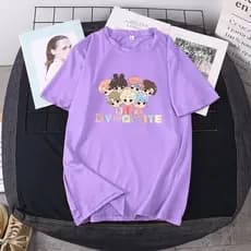 Camiseta Feminina De Gola Casual Redonda BTS tees K-pop Grupo Dynamite