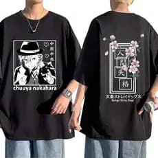 Camiseta Estampada Anime Bungo Stray Dogs Chuuya Nakahara Camisa Streetwear Malha Premium