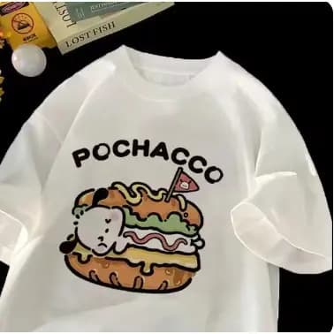 Camiseta Pochacco Hot-Dog Cartoon Style Korean Vintage Novo Lançamento