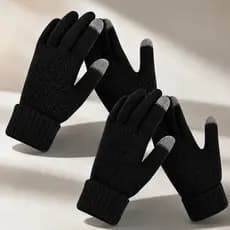 KIT 2Luvas Touch Screen para Celular e Tablet em Lã Macia Térmica Unissex Inverno Frio