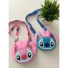 Bolsinha do Stitch Azul e Rosa Carteira Porta Moedas Bag