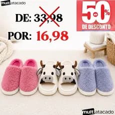 Pantufa Tradicional Masculino e Feminino Chinelo de Quarto Antiderrapante, chinelos quentinho, cobertor