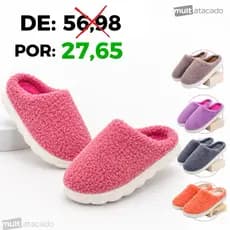 Pantufa Adulto HOME Aveludada Bordada Unissex Pantufa Super Confortável Com Solado Antiderrapante