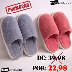 Chinelo Pantufa Tecido De Inverno Quente Antiderrapante confortável para Adulto com e sem Faixa
