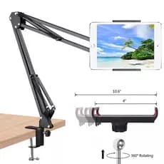 Suporte Metal Mesa para Microfone, Tablet e Celular Condensador Articulável 360 Graus MS327