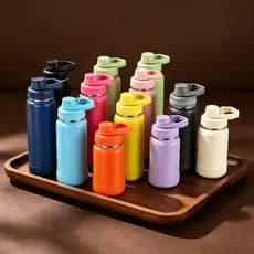 Garrafa Térmica Inox Esportiva Com proteção de Silicone Quente & Frio Com Isolamento Alça 1000ml/800ml/600ml/350ml