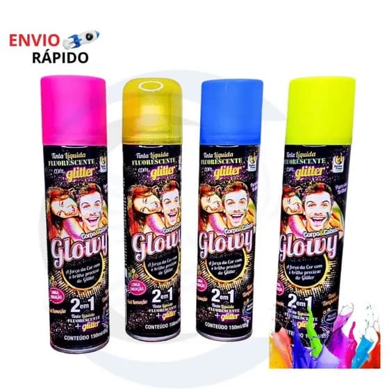 TINTA FLUORESCENTE PARA CABELOS E CORPO COM GLITTER