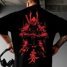 Camiseta Oversized Streetwear Samurai 100% Algodão Unissex Feminino Masculino