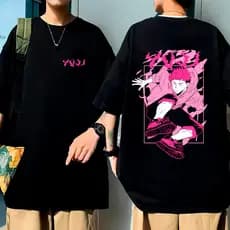 Camiseta Oversized Anime Yuji Itadori Estilo De Rua Urbano Estampado Lançamento 100% Algodão Unissex