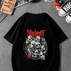 Camiseta Tradicional Rock Slipknot Heavy Metal Caveira Banda de Rock Algodão Unissex