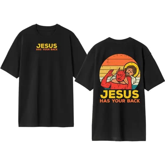 Camisa Camiseta Blusa Oversized Jesus Has Your Back Streetwear 100% Algodão