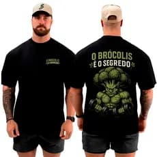 Camisa Camiseta Blusa Oversized Tradicional O Segredo É O Brócolis Academia Gym Unissex 100% Algodão