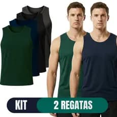 Kit 2 Camisetas Regatas Masculinas Dry Fit com proteção UV para Treino e Dia a Dia (ver kits)