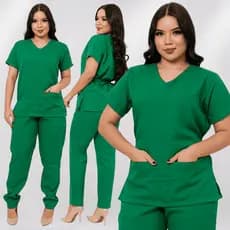 Conjunto Pijama Scrub Enfermagem Hospitalar Unissex Roupa Cirurgica Confortavel Farda Medica Gola V