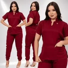 Conjunto Pijama Cirurgico Scrubs Feminino Uniforme Premium Gabardine Para Baba Hospital Professor