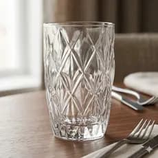 Jogo 6 Copos Vidro Diamond 400ml Diamante Alto Grosso Resistente Para Suco Água e Refrigerante