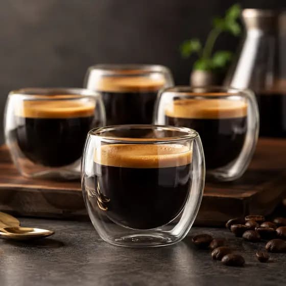 Kit 4 Copos Para Café Expresso Vidro Parede Dupla 90ml