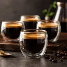 Kit 4 Copos Para Café Expresso Vidro Parede Dupla 90ml
