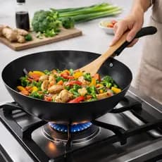 Panela Wok 30cm Antiaderente Fogão  Gás Grande Revestimento Cerâmico Profissional