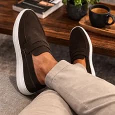 Mocassim Casual Sapato Masculino Camurça Leve Confortável Sola Branca