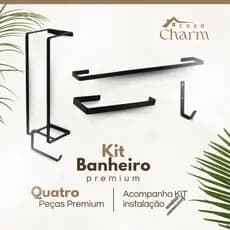 Kit para Banheiro Porta  Toalha De Banho Toalha De Rosto Porta Papel Higienico E Gancho Multi Uso