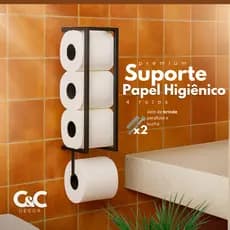 Suporte Porta Papel Higiênico Parede Preto Texturizado