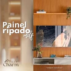 Kit 100  Revestimentos Ripados Placa Painel decorativo MDF 45x11 cm