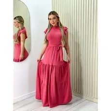Vestido Longo Feminino no suede Tendencia Elegante