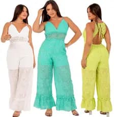 Macacão Longo Feminino de Alcinha Elegante confortave estiloso moda BLOGUEIRA