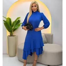 Vestido Logo Feminino Gola Alta elegante MANGA LONGA  DE LUXO midi/Longo