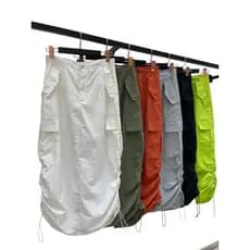 Saia Midi Feminina Cargo Com bolsos Do Lado