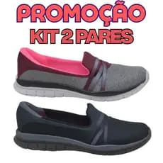 Kit 2 Pares Tênis Sapatilha Feminino Ortopédico Leve e Confortável Esportiva em Promoção