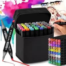 Kit 48 Canetinhas Marcador De Ponta Dupla 1-6mm Com Estojo De Canetas Profissionais Cores Fortes